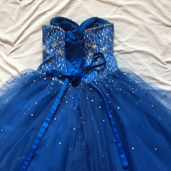 Mori Lee Blue Prom Pageant Floor Length Dress - Picture 6 of 7